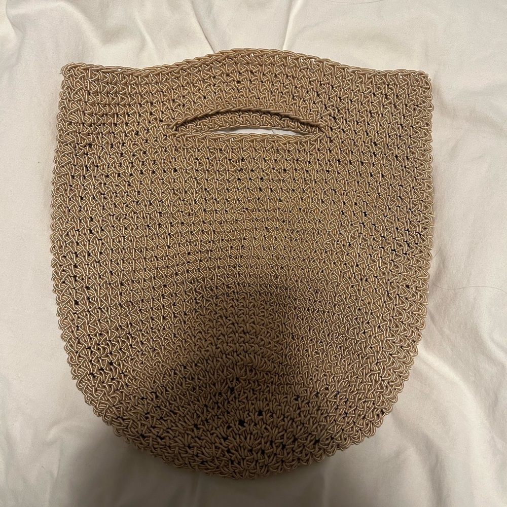 Club Monaco Tan Mini Woven jute Bag